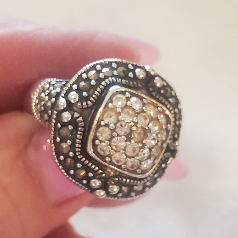 .925 Silver & Marcasite Ring Size 7